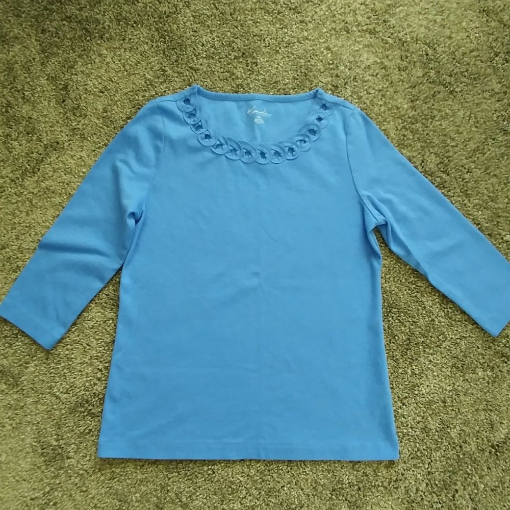 Kim Rogers Blue Shirt, Petite Medium